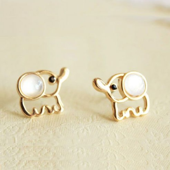 Opal Baby Elephant Stud Earrings - Picture 3 of 6